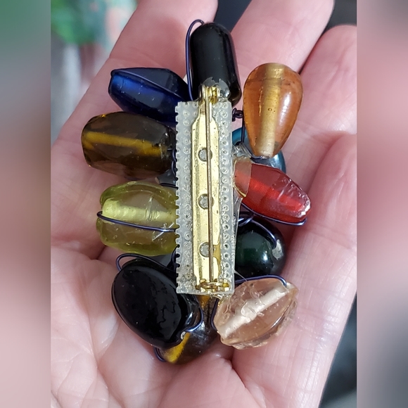 Brooch Venetian Italian lampwork murano beads glass artisan handmade Vintage OLD - Picture 12 of 12
